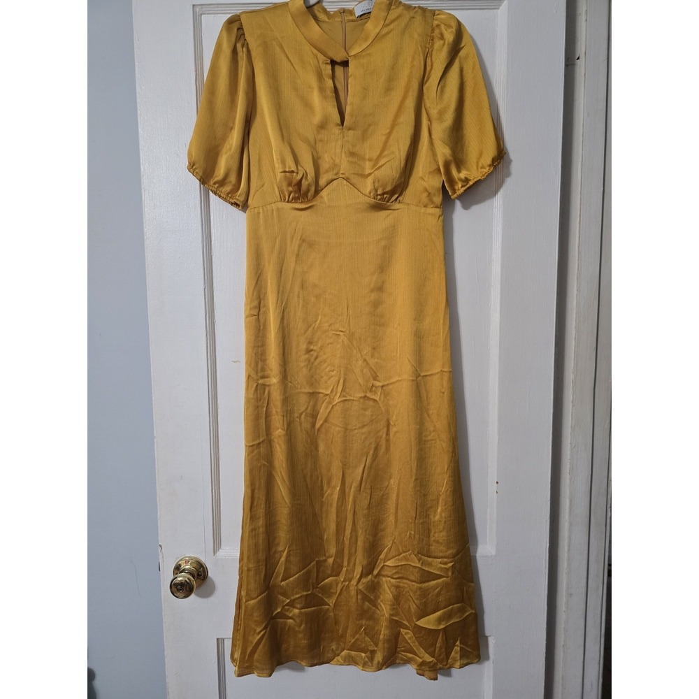 Quiz Womens Satin‎ High Neck Midi Dress Mustard Size 8